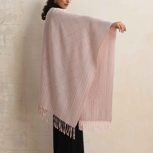 trueBrowns Pink Geometric Woollen Stole