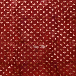 Maroon Jamdani Banarasi Kota Silk Saree