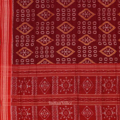 Maroon Pure Sambalpuri Ikat Cotton Saree