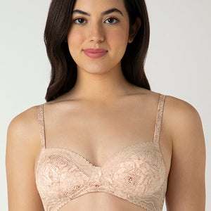 Demure Padded Non-Wired Demi Bra - Delicate Bloom Print