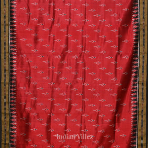 Deep Red Mayur Chandrika Khandua Silk Saree