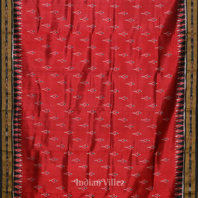 Deep Red Mayur Chandrika Khandua Silk Saree