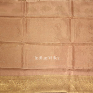 Peach Pink Zari Woven Tissue Banarasi Saree