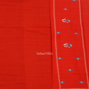 Royal Blue Red Doll Odisha Ikat Sambalpuri Cotton Dress set with Dupatta