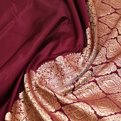 Plum Purple Soft Pure Mashru Satin Silk Banarasi Saree