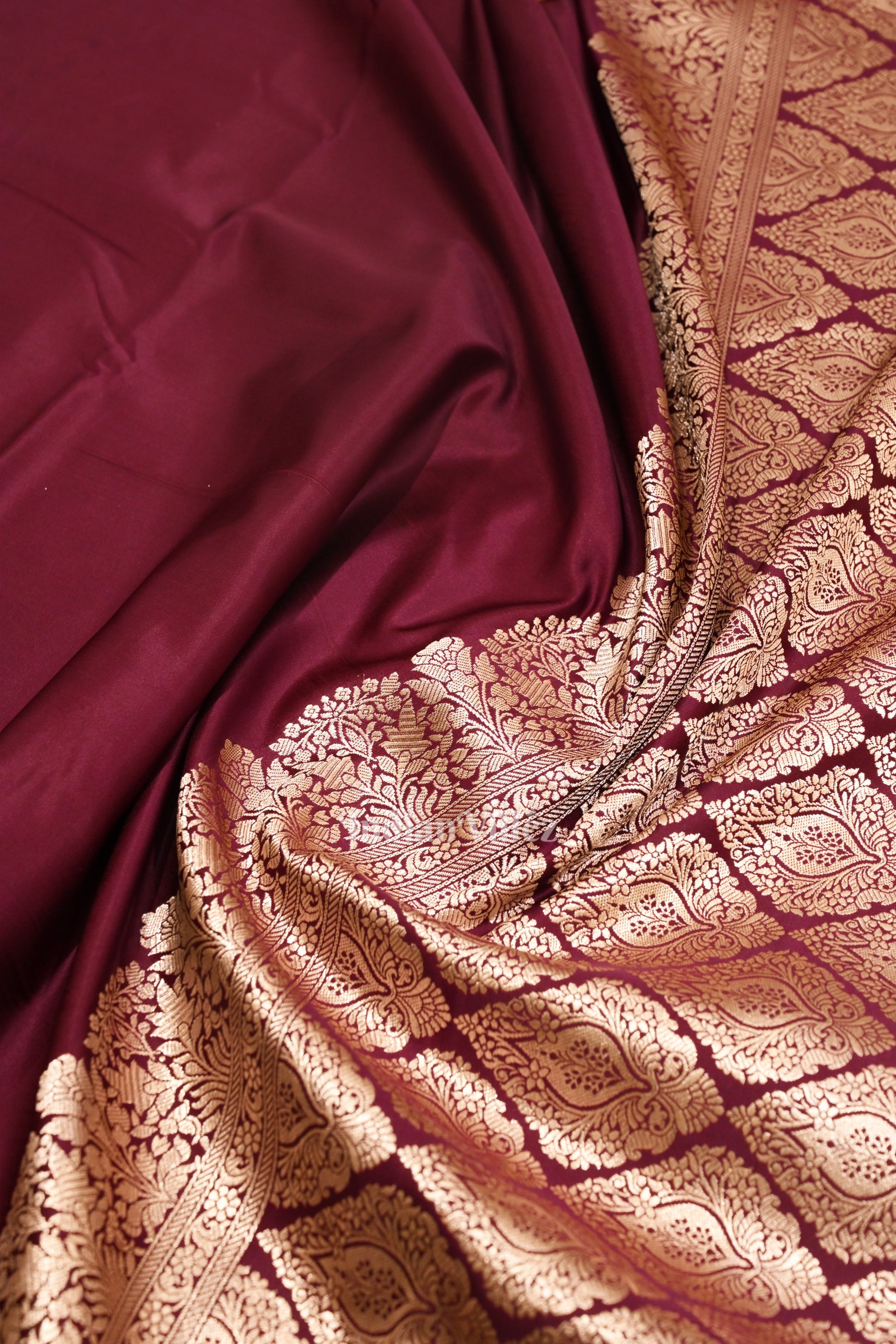 Plum Purple Soft Pure Mashru Satin Silk Banarasi Saree