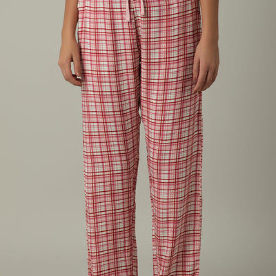 Full Length Pyjama Bottom - Blush Rose Check Print