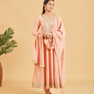 Peach Fuzz Anarkali Set