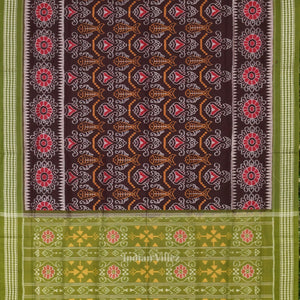 Coffee Green Odisha Sambalpuri Pure Cotton Saree