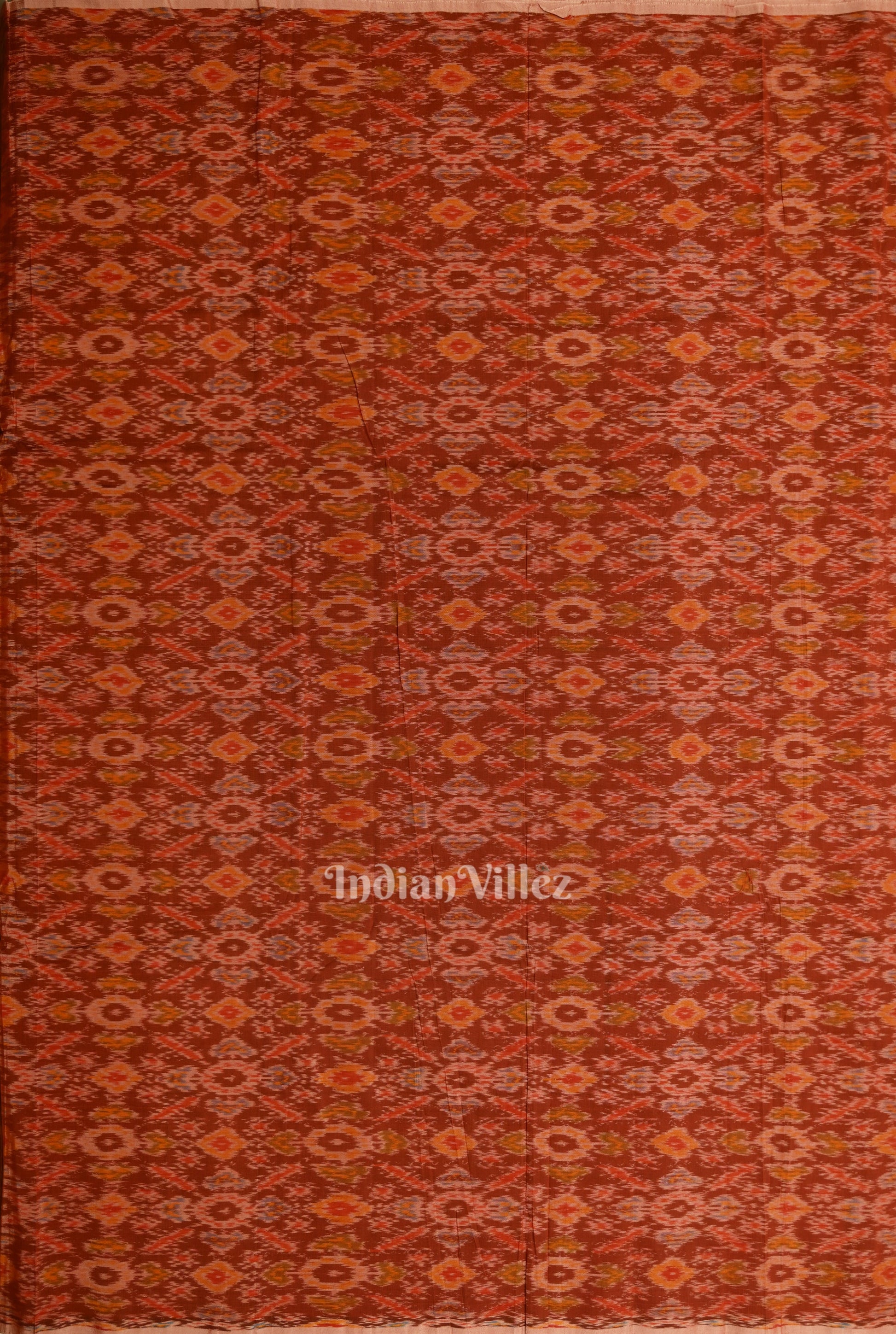 Exclusive Maroon Pochampally Ikat Silk & Cotton (Sico) Fabric