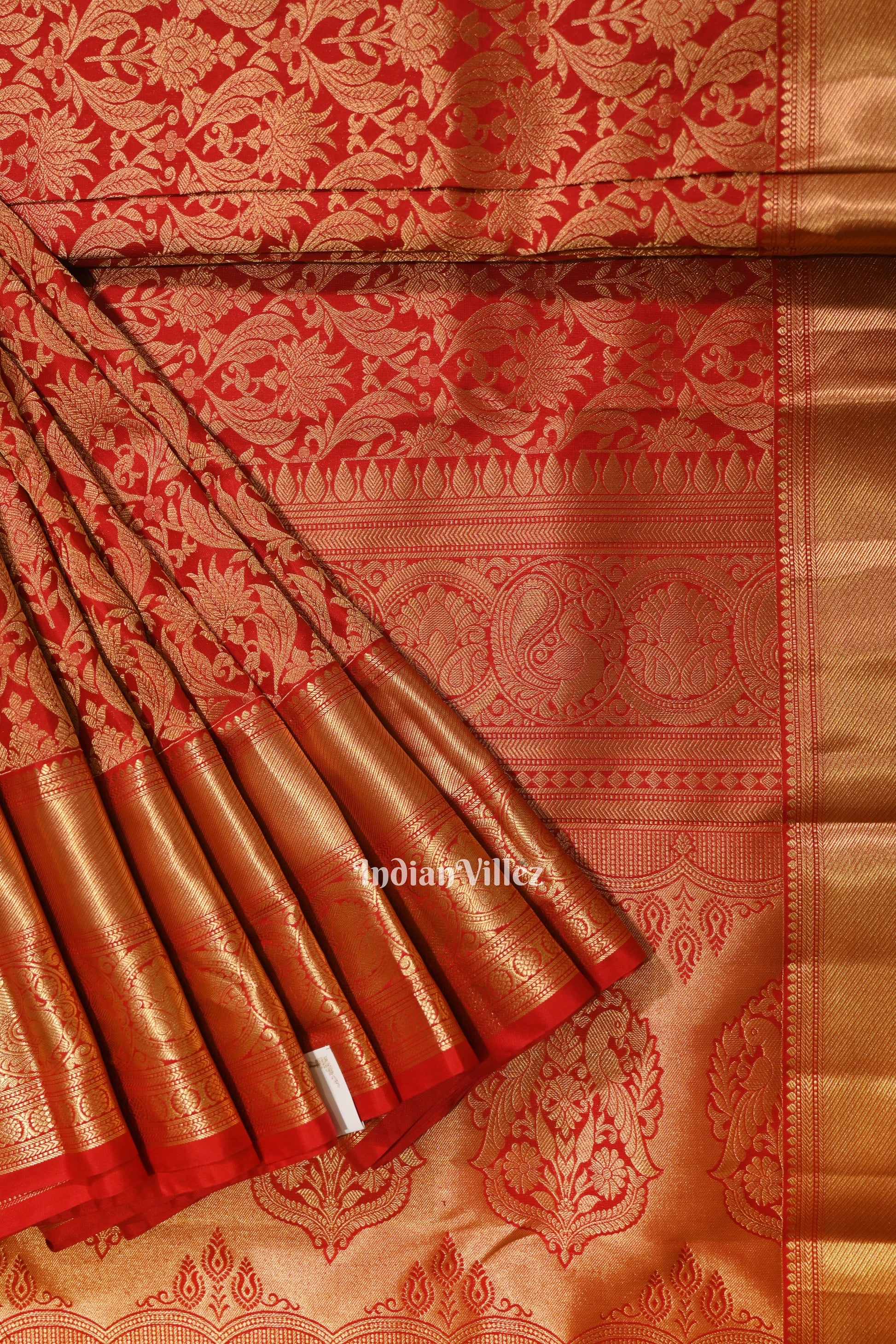 Red Pure Kanjivaram Silk Saree with Zari Brocade