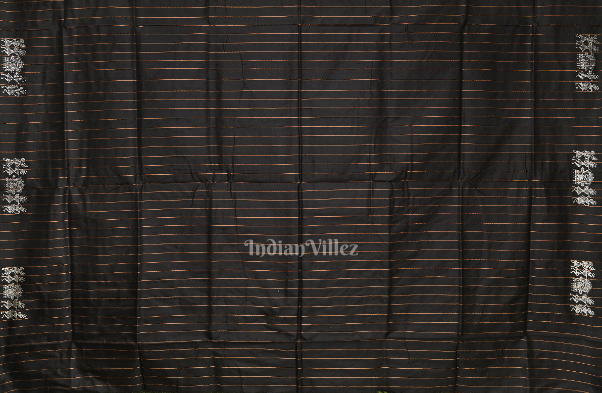 Parrot Green Tribal Theme Odisha Ikat Sambalpuri Silk Saree