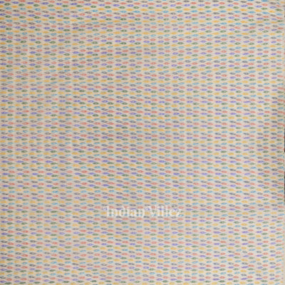 White with Multi Color Pochampally Ikat Silk & Cotton (Sico) Fabric