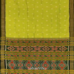 Parrot Green Odisha Ikat Khandua Silk Saree