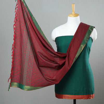 Green - 3pc Cotton Dharwad Dress Material 10