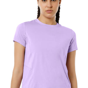 Flaunt Short Sleeve Round Neck Workout T-Shirt - Digital Lavender