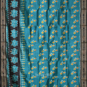Blue Black Odisha Handloom Khandua Silk Saree