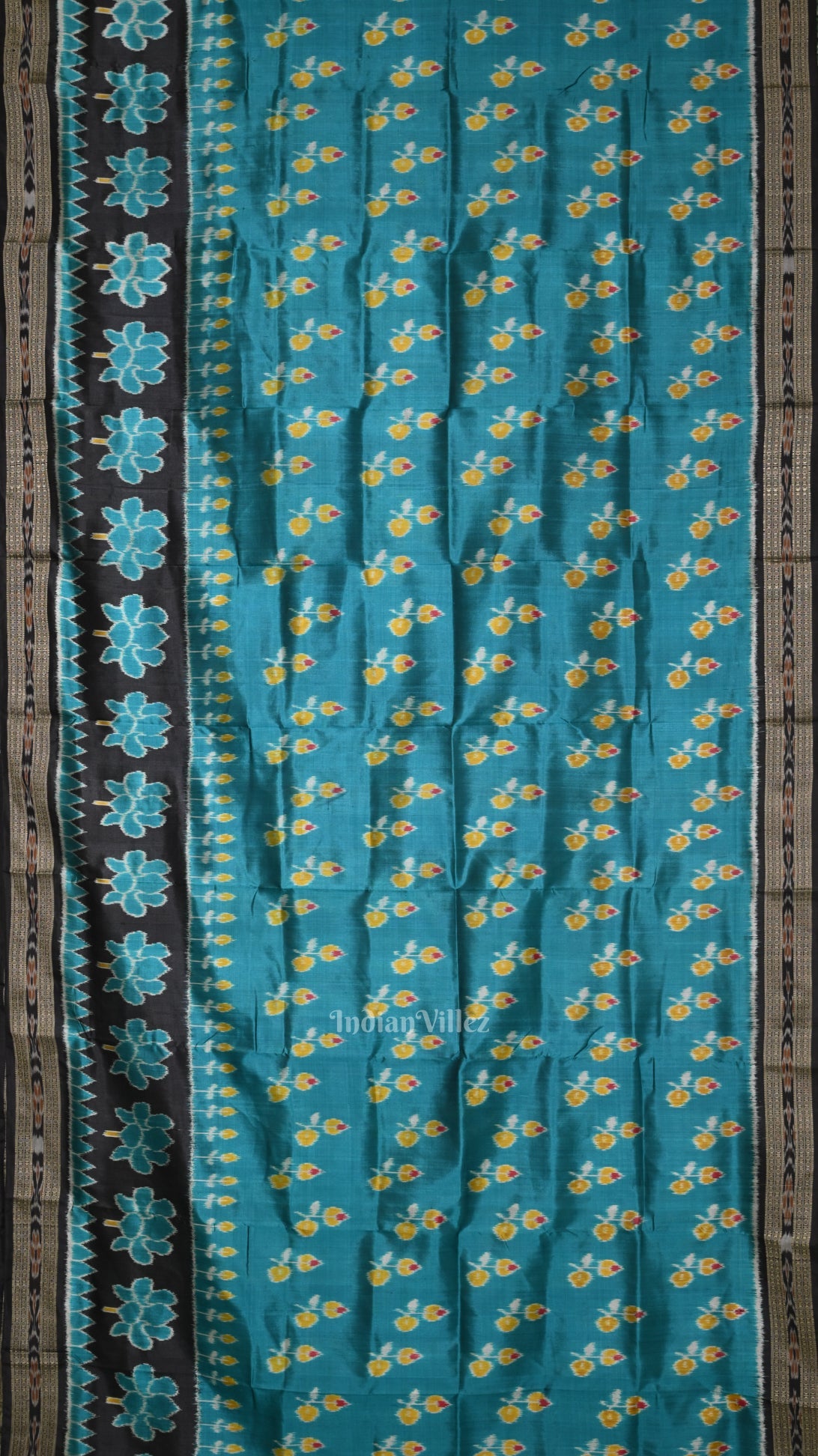 Blue Black Odisha Handloom Khandua Silk Saree
