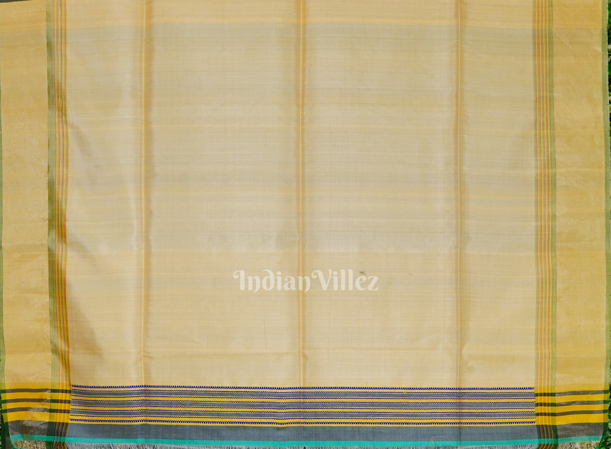 Gray With Multicolor Handwoven Bishnupuri Silk Saree