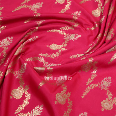 Bridal Wedding Hot Pink Soft Pure Mashru Satin Silk Banarasi Saree