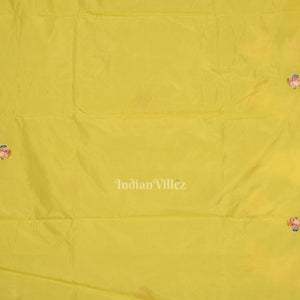Royal Blue Yellow Boita Theme  Hand-Painted Pattachitra Saree