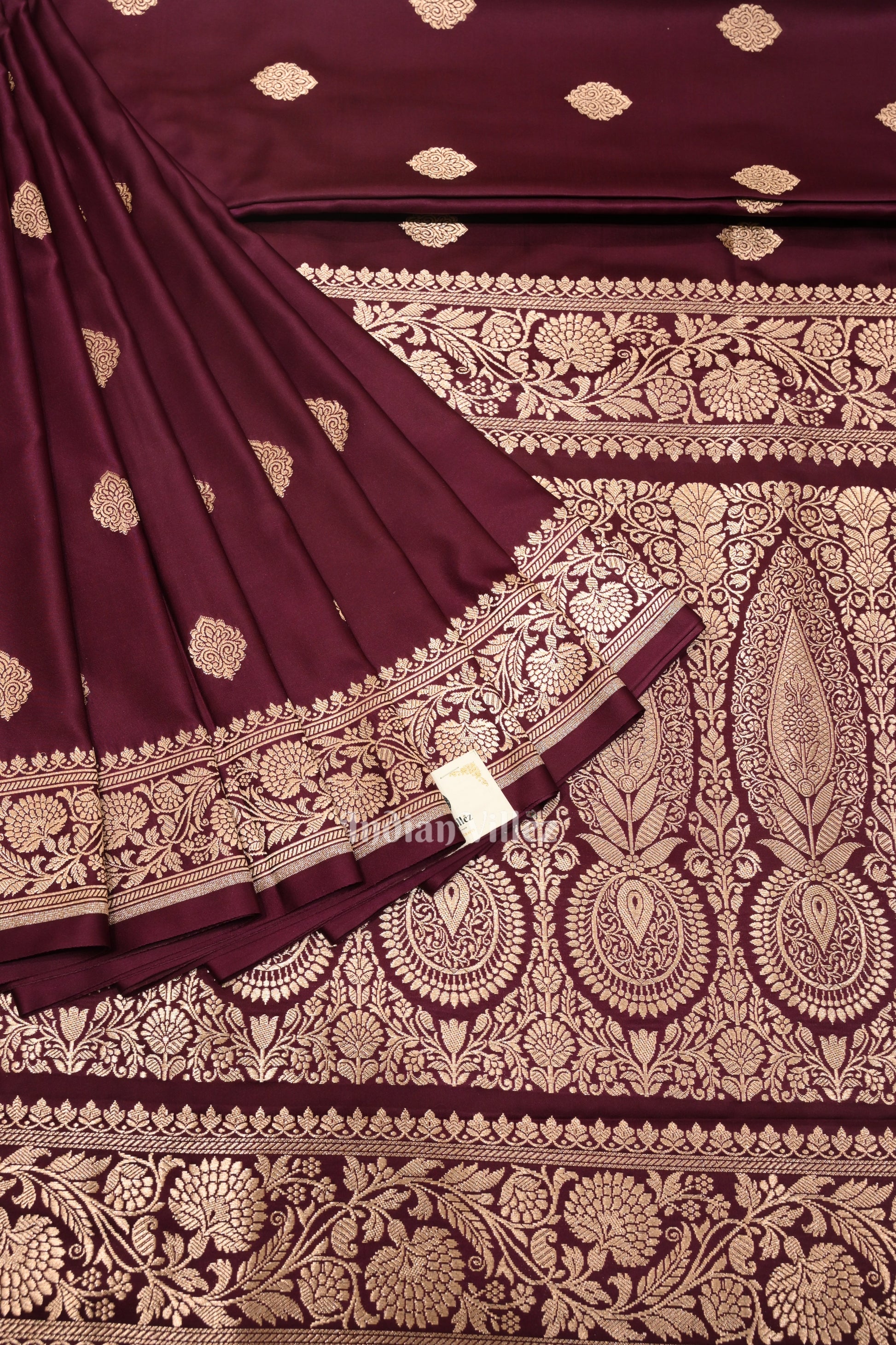 Wine Purple Soft Pure Mashru Satin Silk Banarasi Saree