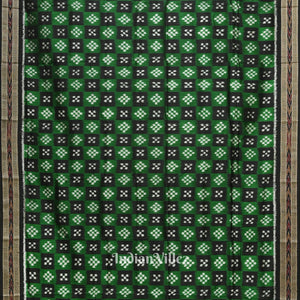 Black Green Pasapali Theme Odisha Ikat Khandua Silk Saree