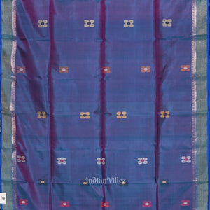 Violet Blue Red Pure Bishnupuri Silk Saree