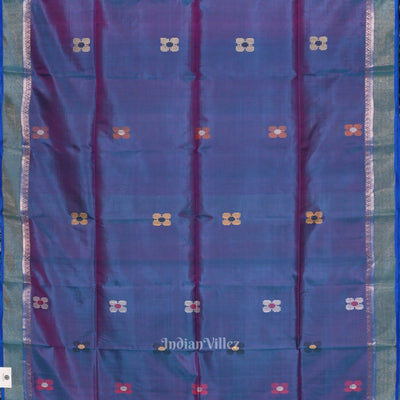Violet Blue Red Pure Bishnupuri Silk Saree