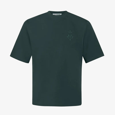 ALMOST GODS | ALPHA CROSS EMBROIDERED TEE { GREEN