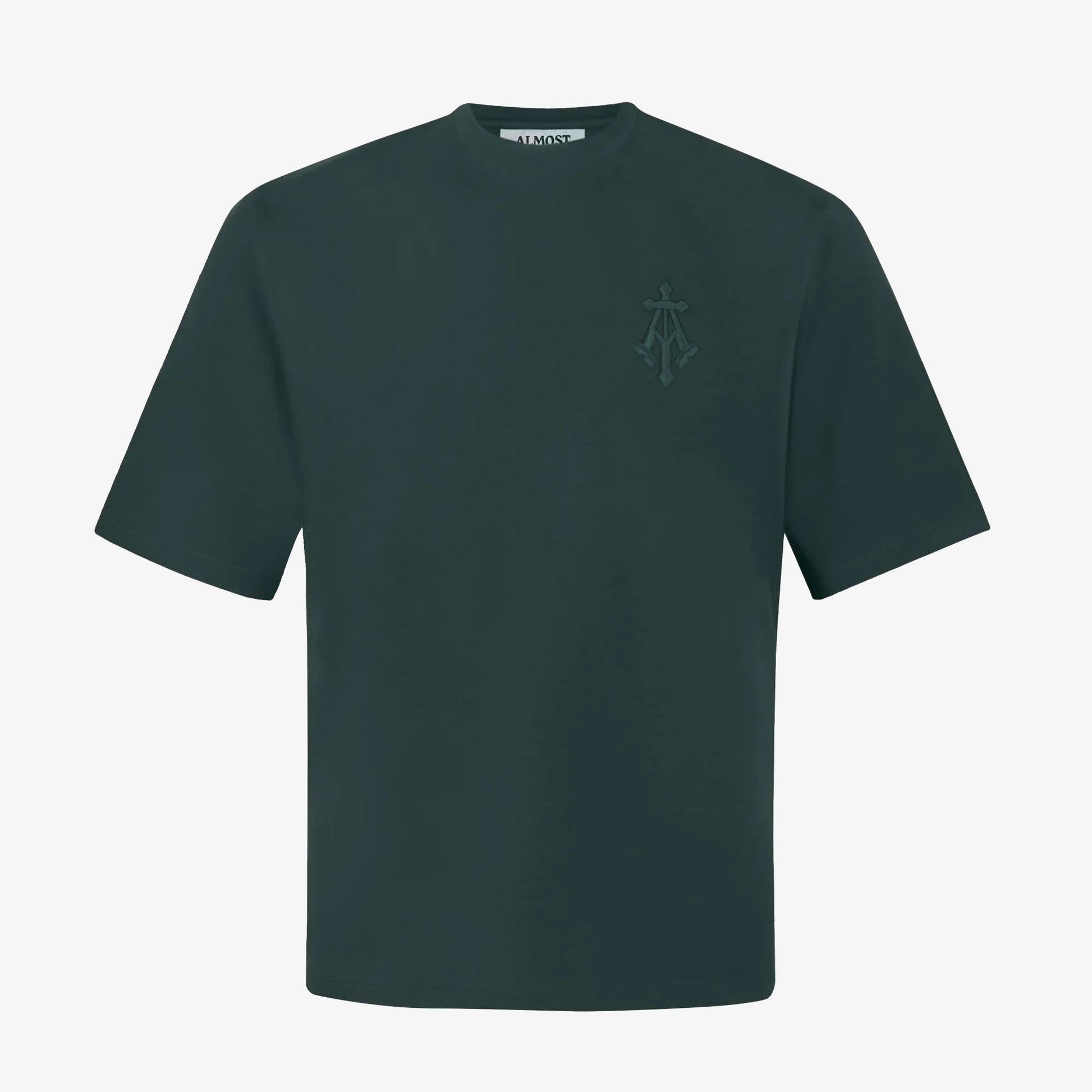 ALMOST GODS | ALPHA CROSS EMBROIDERED TEE { GREEN