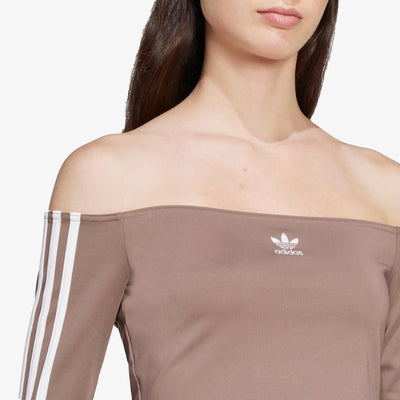 Adidas Originals | ADICOLOR OFF SHOULDER LONG SLEEVE TEE { TRACE BROWN