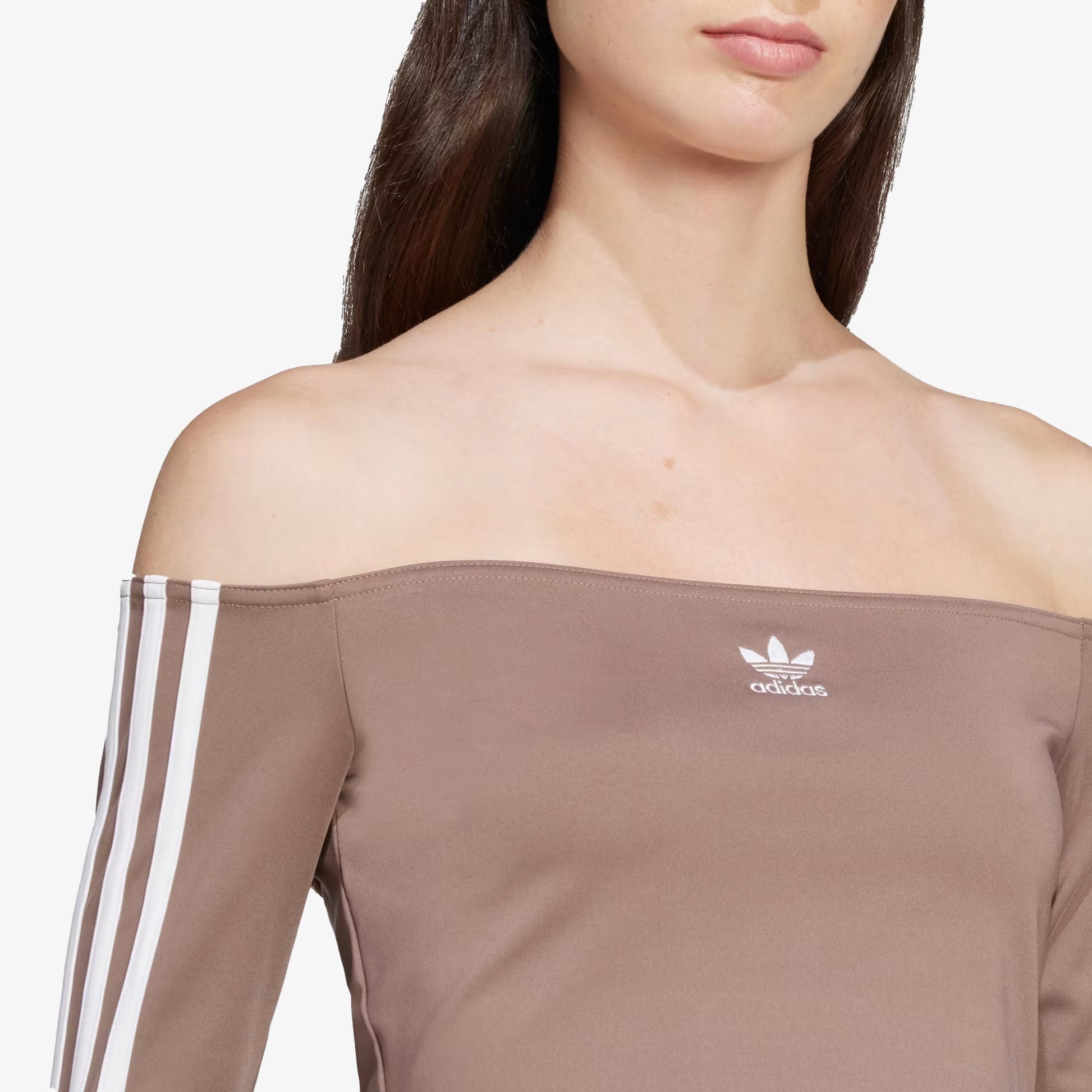 Adidas Originals | ADICOLOR OFF SHOULDER LONG SLEEVE TEE { TRACE BROWN