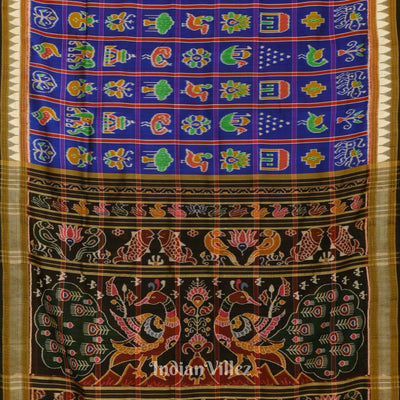 Blue Red Nabakothi Khandua Silk Saree