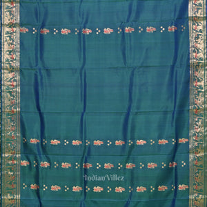 Peacock Blue Handwoven Baluchari Silk Saree