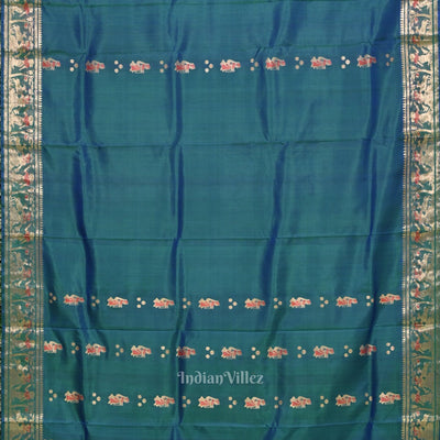 Peacock Blue Handwoven Baluchari Silk Saree