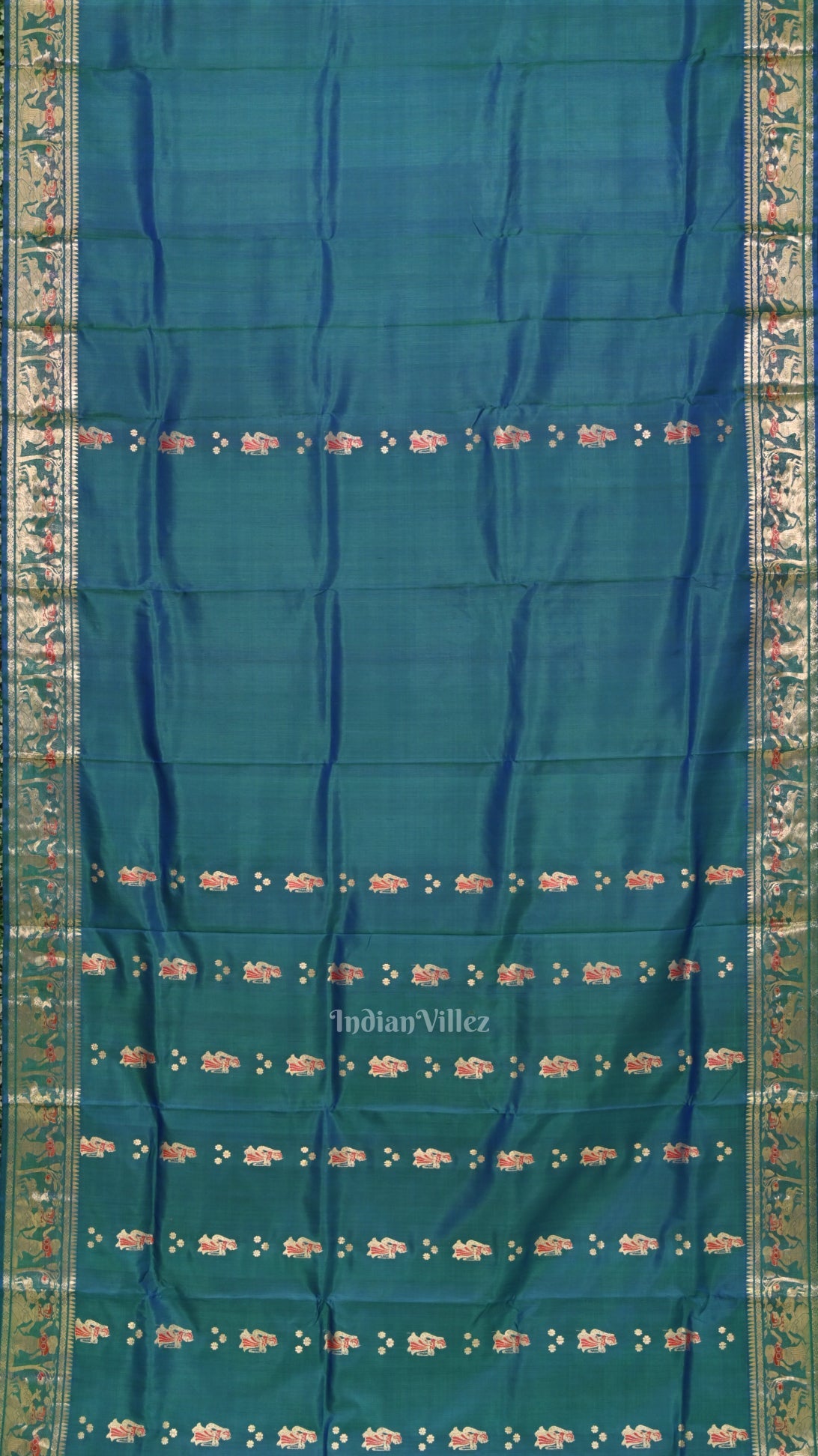 Peacock Blue Handwoven Baluchari Silk Saree