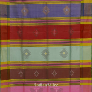 Pink With Sky Dual Tone Pure Bishnupuri Silk Saree