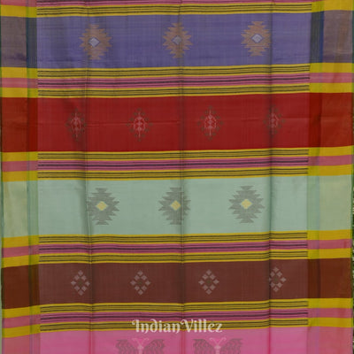 Pink With Sky Dual Tone Pure Bishnupuri Silk Saree