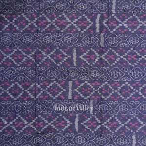 Blue Flower Pasapali Design Sambalpuri Odisha Ikat Cotton Fabric