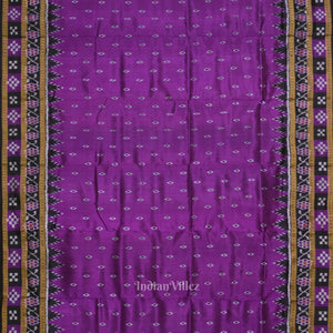 Purple Black Border Pasapali Odisha Ikat Khandua Silk Saree