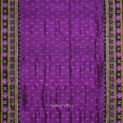 Purple Black Border Pasapali Odisha Ikat Khandua Silk Saree