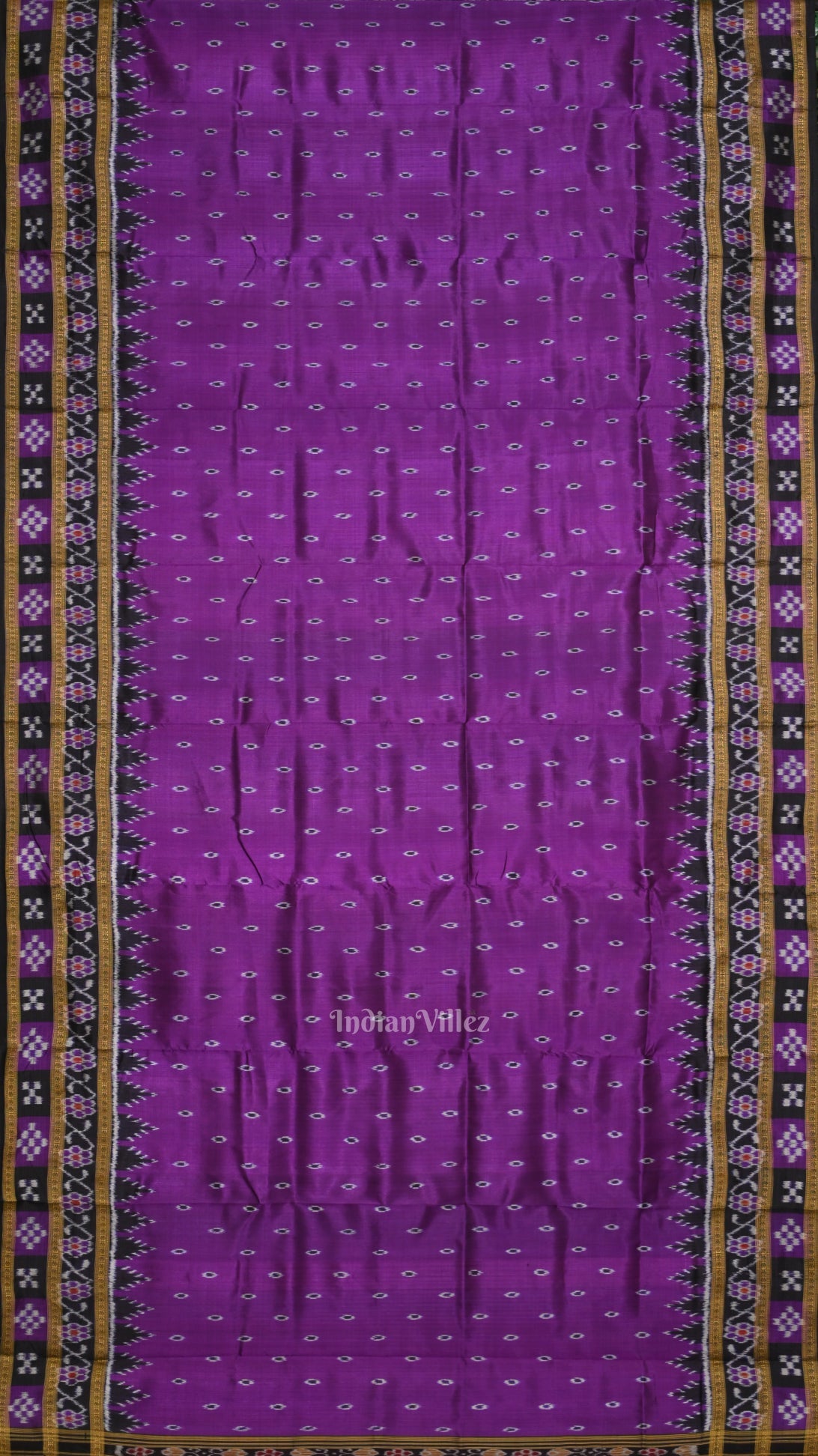 Purple Black Border Pasapali Odisha Ikat Khandua Silk Saree