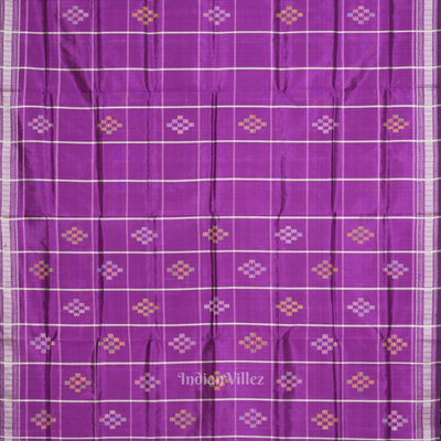 Purple Pasapali Double Pallu Berhampuri Silk Saree