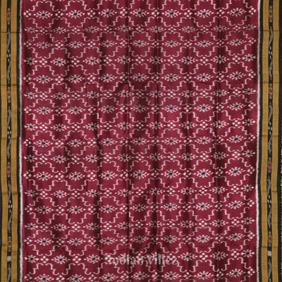 Maroon Black Khandua Ikat Silk Saree