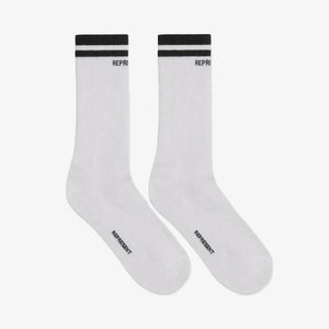 Represent | COLLEGE SOCKS  { BLACK/WHITE
