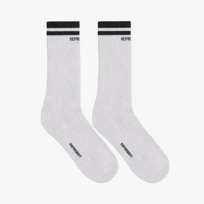 Represent | COLLEGE SOCKS  { BLACK/WHITE