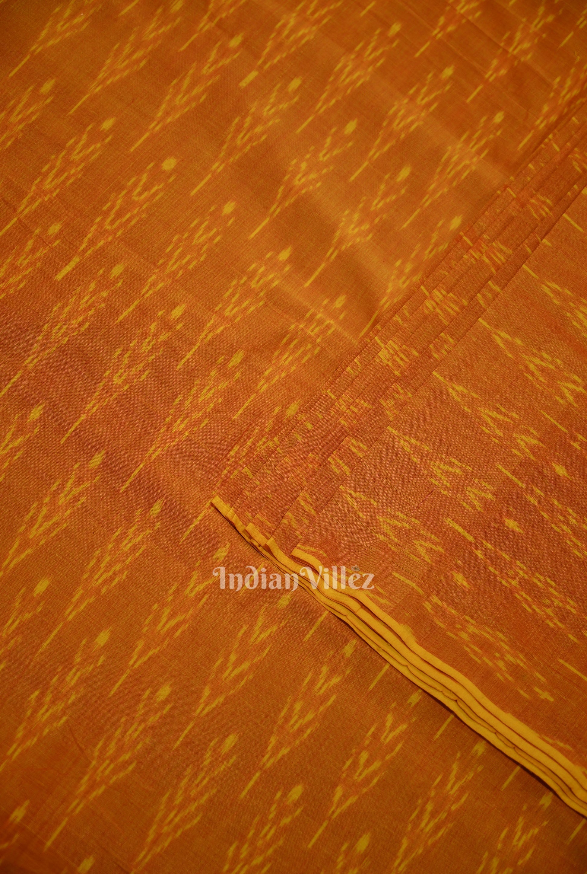 Deep Orange  Pochampally Ikat Cotton Fabric