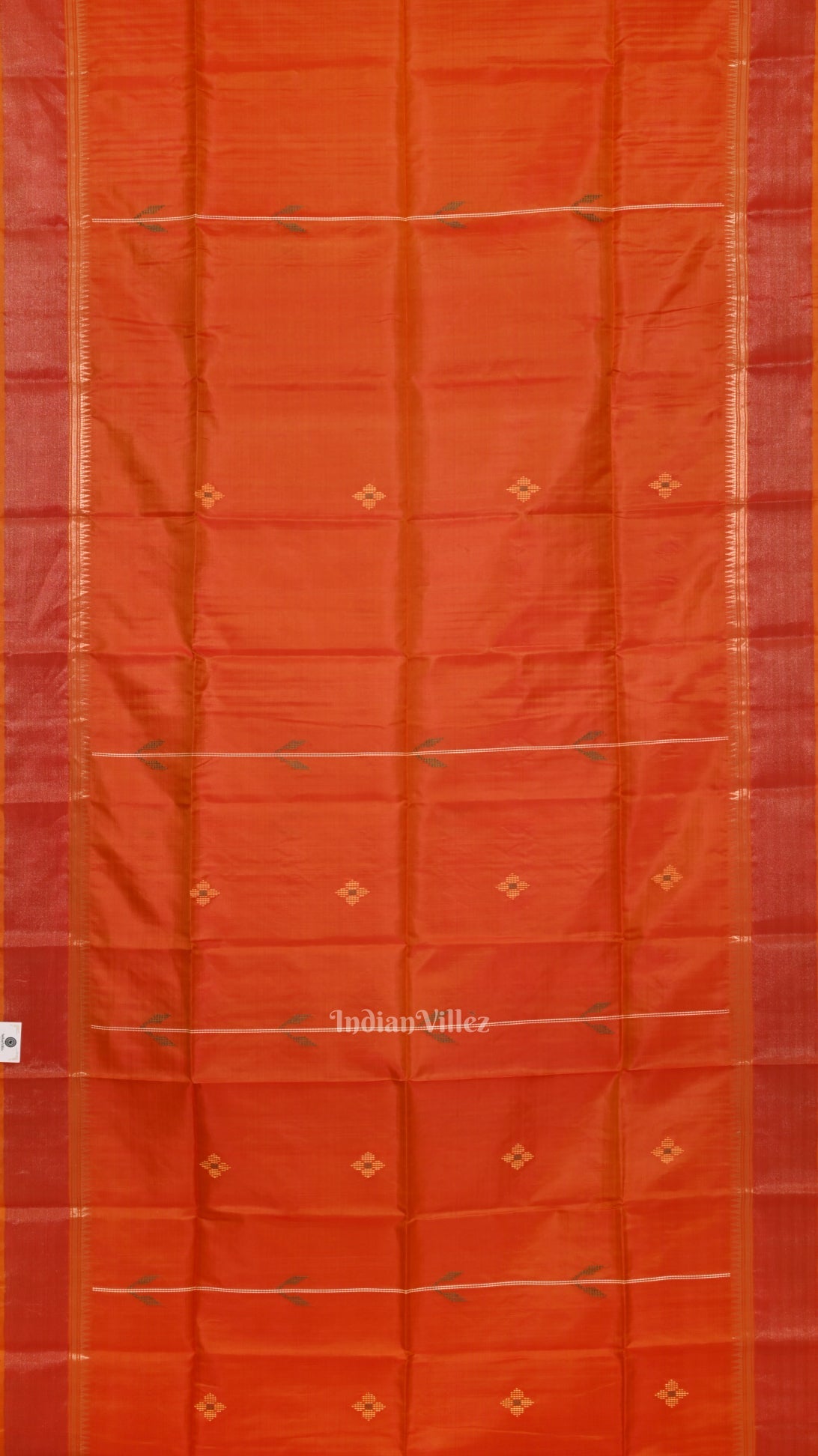Orange Green Pure Bishnupuri Silk Saree