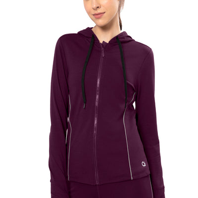 Flaunt Hoodie Full Sleeve Active Jacket - Blackberry Wine